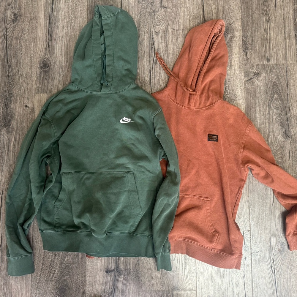 Nike Forest Green and Burnt Orange Hoodies